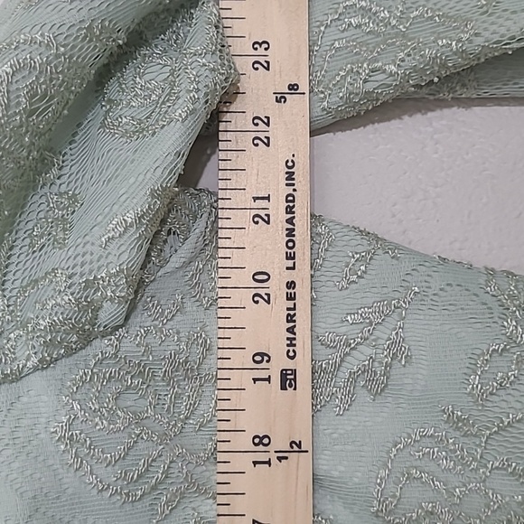 Formal Maxi Dress Matching Blazer Pastel Sea Foam Green Lace High Crew Neck - Picture 12 of 15